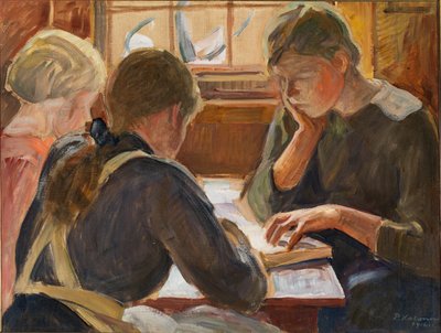 Children reading by Pekka Halonen
